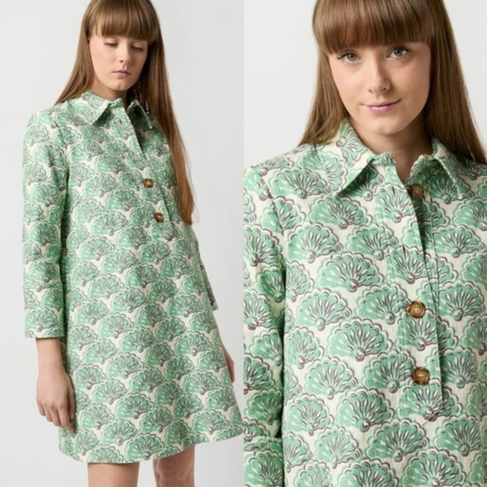 La DoubleJ Short Artemis Dress Fans Mint Shot Cotton NWT Size S